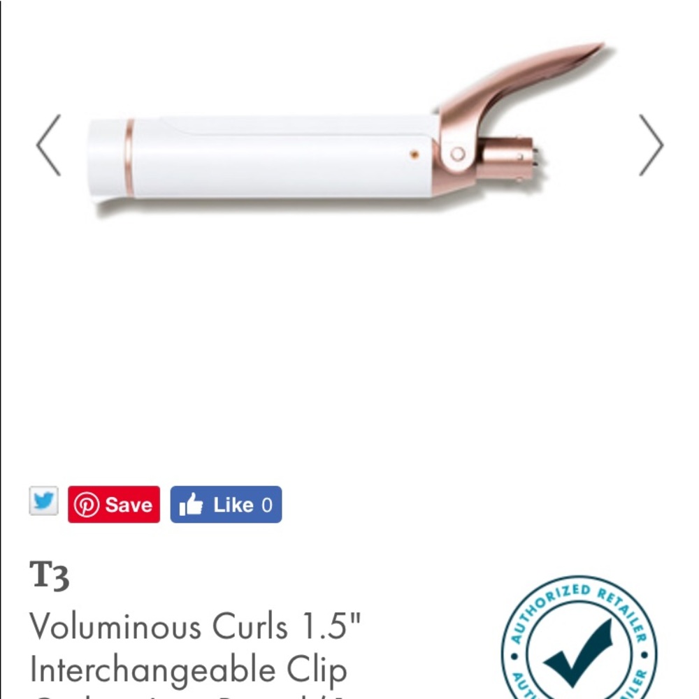 t3 1.5-Inch Interchangeable Clip Curling Iron. New